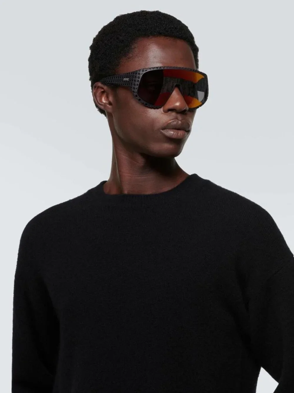 Dior DIOR3D M1U 11B0 Shield Sunglasses – Matte Black / Blue